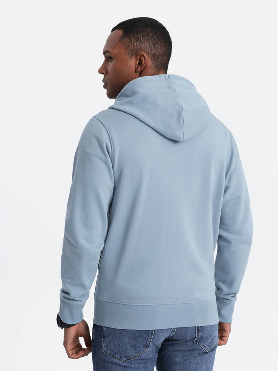 Ombre Ombre Mikina OM-SSBZ-0178 Modrá Classic Fit