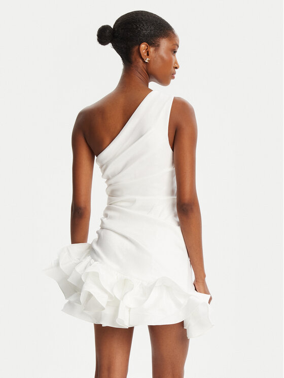 BARDOT BARDOT Coctailkleid Silvana Ruffle 60037DB Weiß Slim Fit