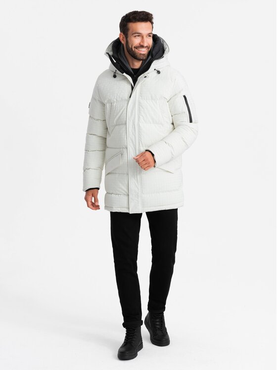 Ombre Ombre Parka OM-JALJ-0201 Biały Regular Fit