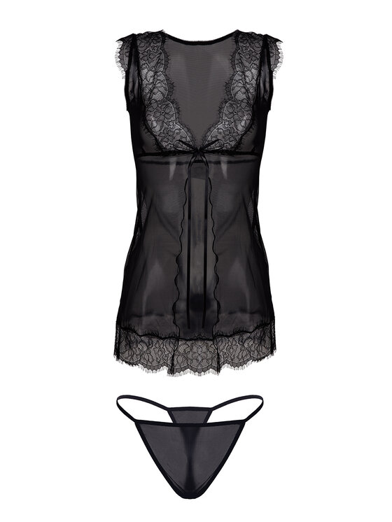 DKaren Lingerie DKaren Lingerie Komplet bielizny Noemi Czarny Slim Fit
