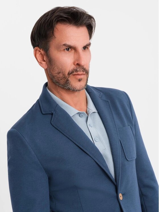 Ombre Ombre Marynarka OM-BLZB-0101 Niebieski Slim Fit