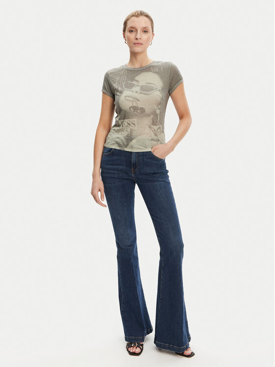 Guess Guess T-Shirt W5YI36 KBYH0 Zielony Regular Fit