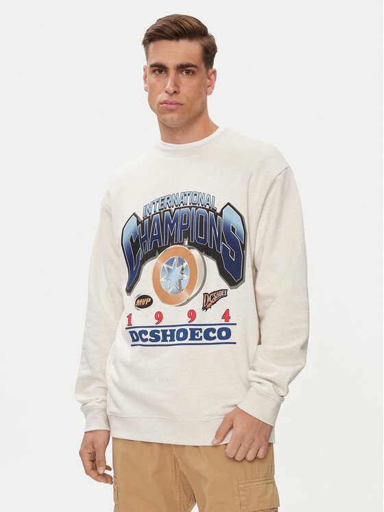 DC Shoes DC Shoes Pulóver Mvp Crew ADYSF03121 Ekru Relaxed Fit