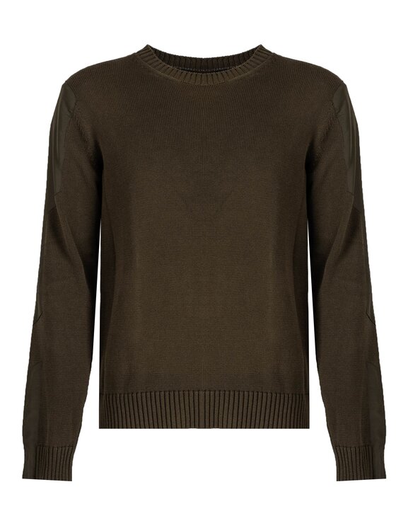 Les Hommes Les Hommes Svetr LKK112-603A | Jumper with Nylon Khaki Regular Fit