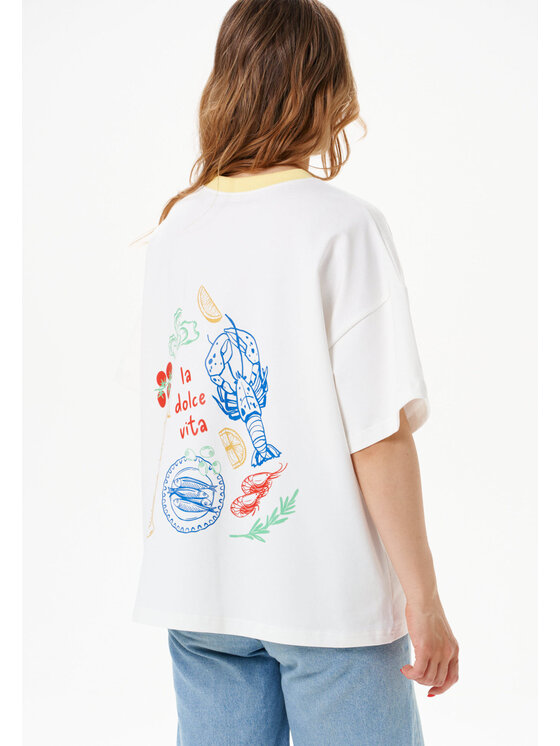 Mirons Mirons T-Shirt Print Biały Regular Fit