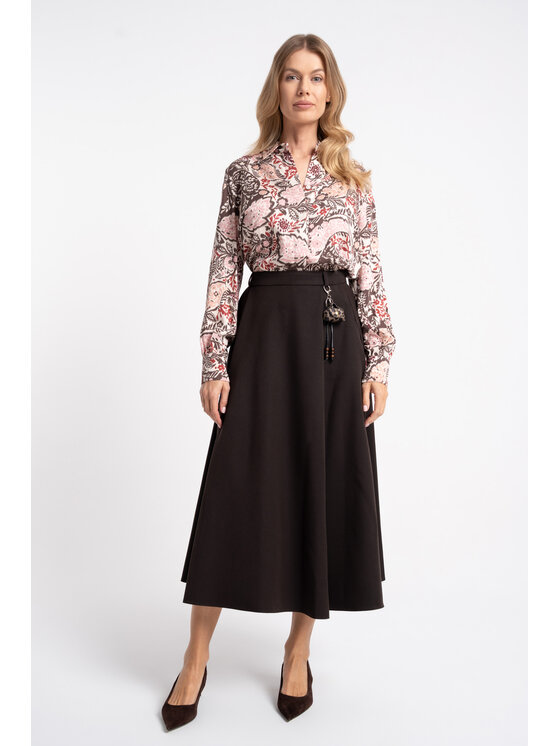 CLICK CLICK Spódnica midi 70-751 Brązowy ciemny Flare Fit