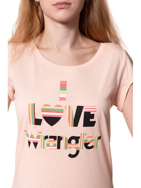 Wrangler Wrangler T-Shirt I LOVE TEE Różowy Regular Fit