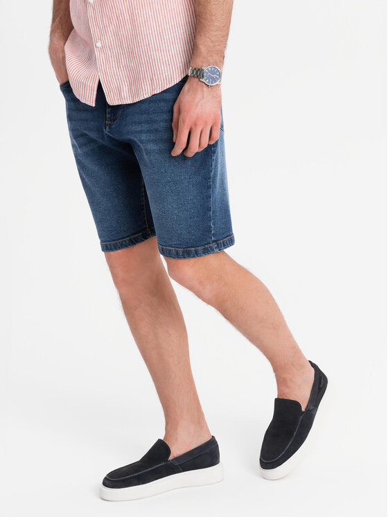 Ombre Ombre Szorty jeansowe OM-SRDS-0171 Granatowy Regular Fit