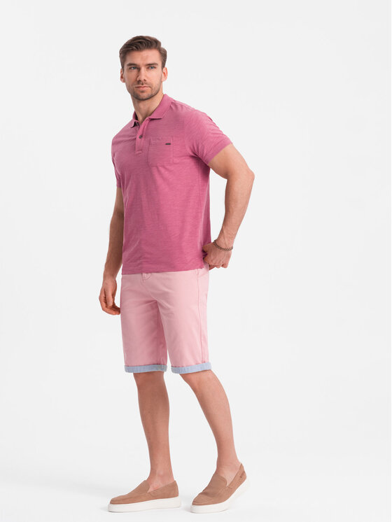 Ombre Ombre Chino kalhoty W421 Růžová Regular Fit