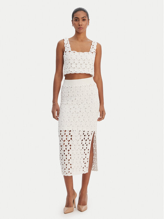 Fracomina Fracomina Midi sukně FR26SG4008K488R6 Écru Slim Fit