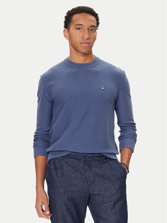 United Colors Of Benetton United Colors Of Benetton Пуловер 1V4KU10AF Тъмносин Regular Fit