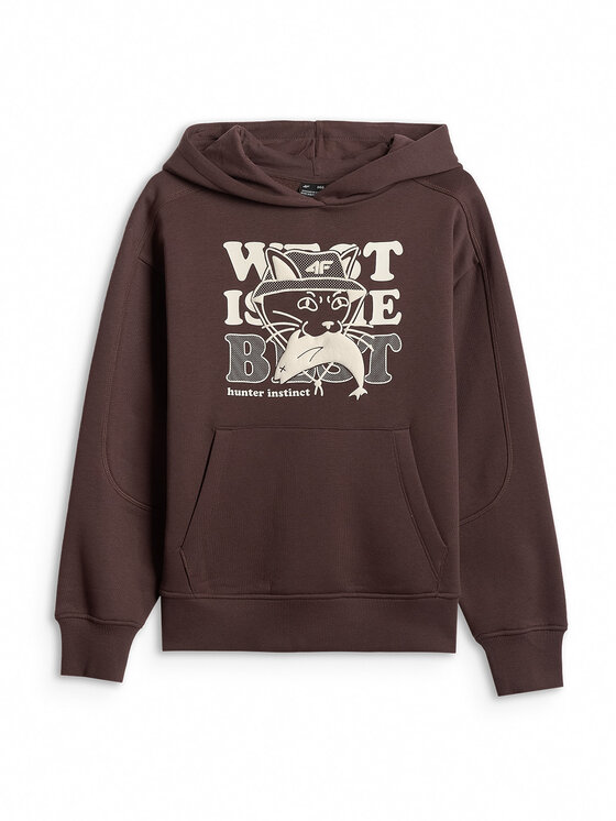 4F 4F Bluza HIKING TRIP Brązowy ciemny Loose Fit