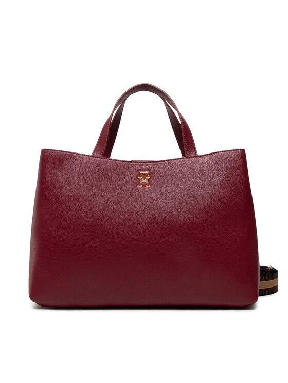 Tommy Hilfiger Tommy Hilfiger Дамска чанта Tommy Life Satchel AW0AW13409 Бордо