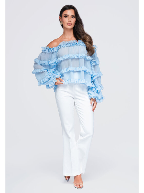 Ombre Ombre Bluzka OW-TS-E0081 Niebieski Loose Fit