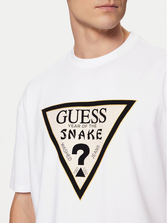 Guess Guess T-Shirt M5RI91 KAC30 Biały Oversize