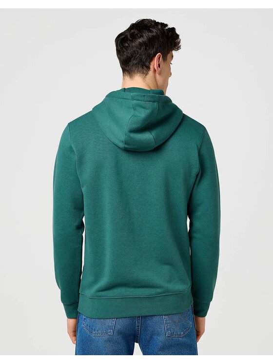 Wrangler Wrangler Felpa SIGN OFF HOODIE Verde Regular Fit