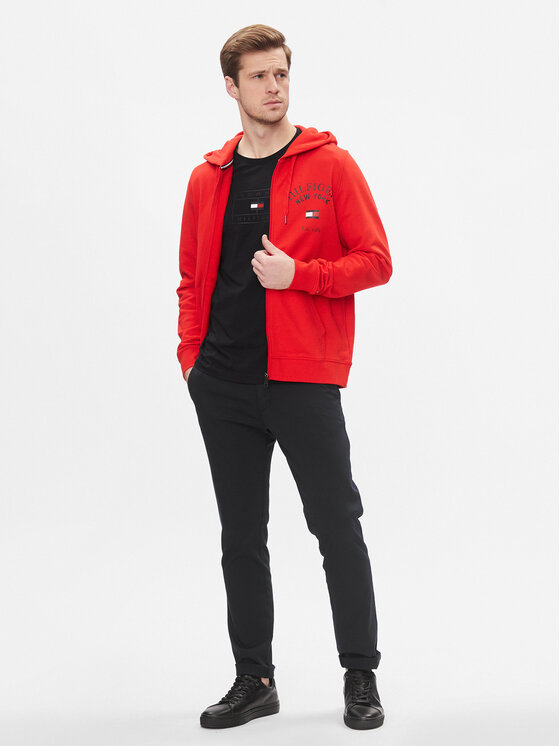 Tommy Hilfiger Tommy Hilfiger Majica dugih rukava Wcc Arched Varsity Zip Thru MW0MW33644 Crvena Regular Fit