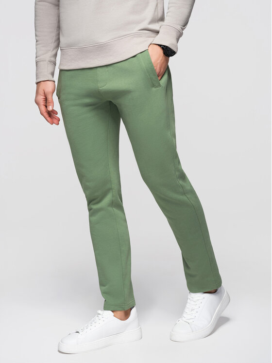 Ombre Ombre Spodnie dresowe OM-PABS-0304 Zielony Slim Fit