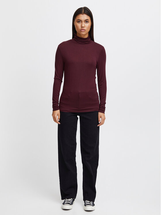 ICHI ICHI Rollkragenpullover 20113342 Dunkelrot Regular Fit