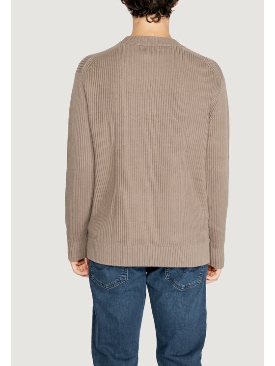 Calvin Klein Jeans Calvin Klein Jeans Sweter RELAXED LINEAR Brązowy Relaxed Fit