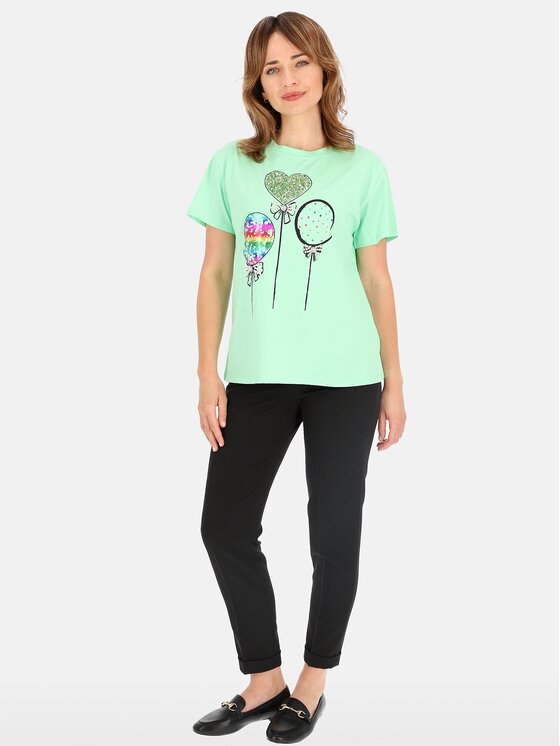 Perso Perso T-Shirt TCE245285F Zelená Regular Fit