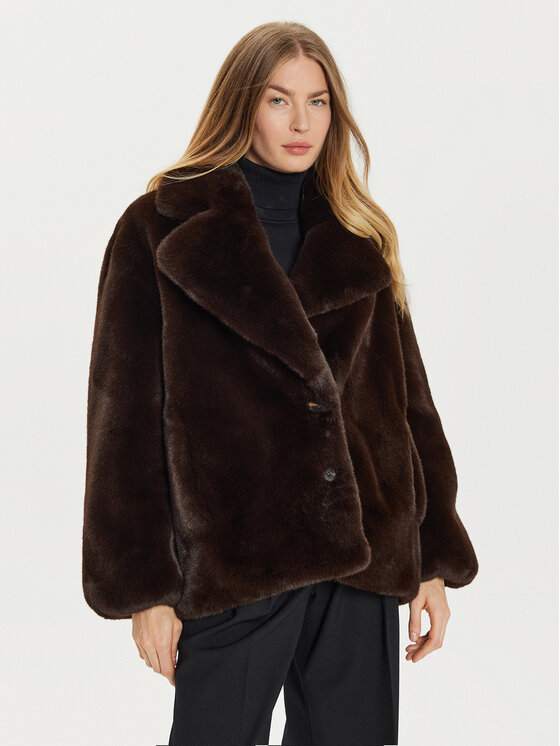 PINKO Kožušina 104321 A1ZO Hnedá Regular Fit