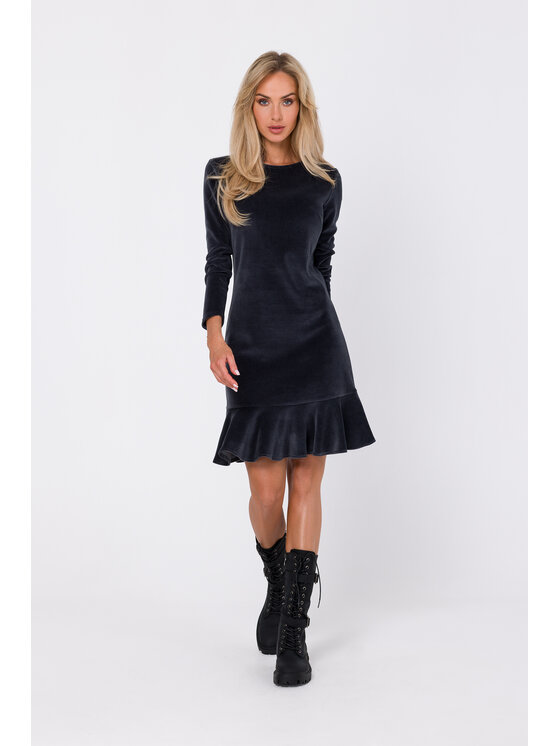 Made of Emotion Made of Emotion Koktejlové šaty M765 Šedá Modern Fit