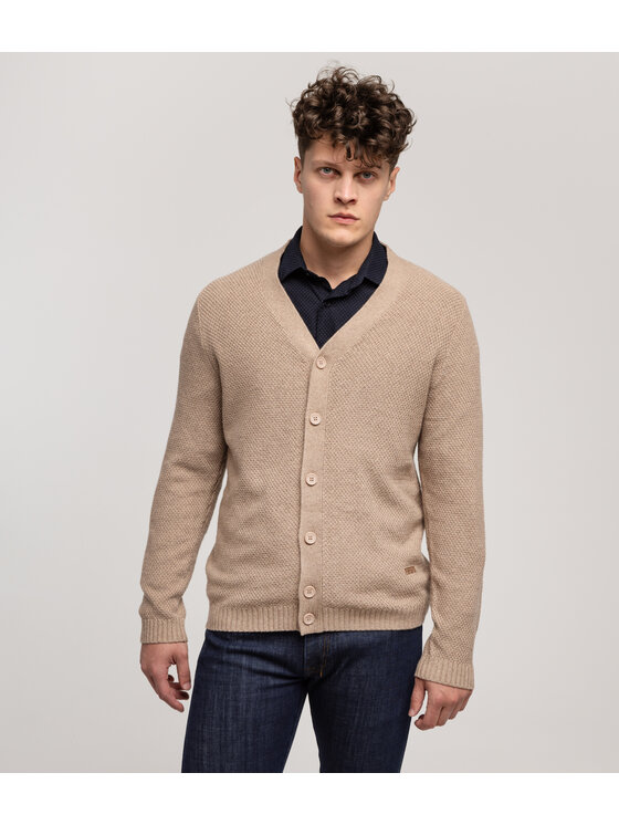 Lee Cooper Lee Cooper Kardigan ONTARIO 8020 Beżowy Regular Fit
