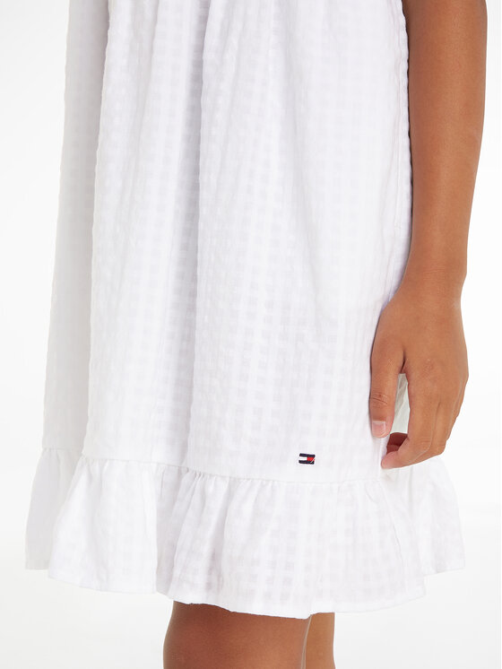 Tommy Hilfiger Tommy Hilfiger Sukienka letnia Gingham KG0KG07930 D Biały Relaxed Fit