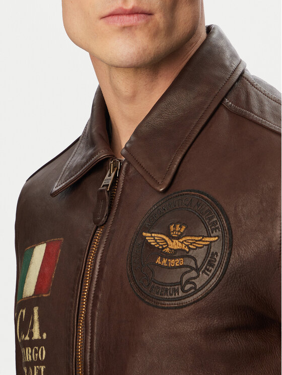 Aeronautica Militare Aeronautica Militare Bőrkabát 261PN5056U100839 Sötétbarna Regular Fit