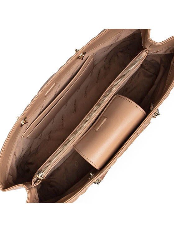 Calvin Klein Calvin Klein Rankinė Re-Lock Quilt Tote W/Lp Cmpt K60K609880 Ruda