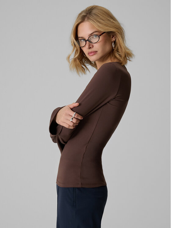 4F 4F Bluzka SPORT OFFICE Brązowy ciemny Slim Fit