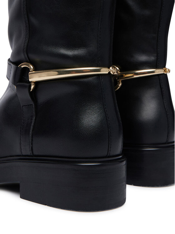 Tommy Hilfiger Tommy Hilfiger Cizme lungi riding Th Stud Leather Knee Riding Boot FW0FW09608 Negru