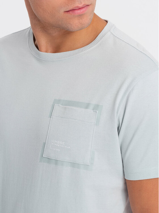 Ombre Ombre T-Shirt OM-TSPT-0154 Šedá Regular Fit