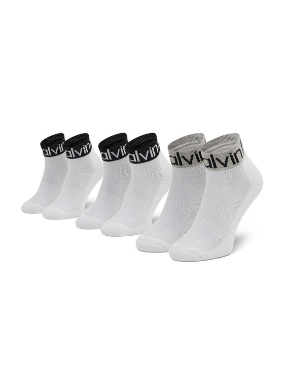 Set de 3 perechi de șosete lungi pentru bărbați Calvin Klein 701218722 Alb
