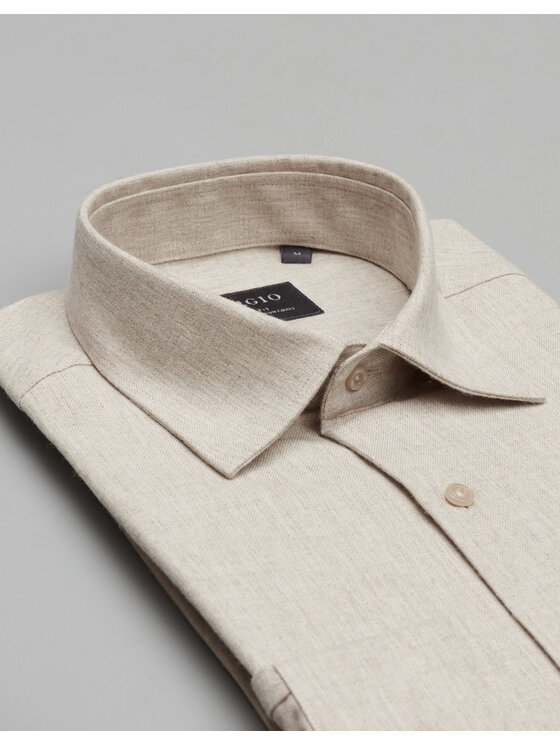 Borgio Borgio Koszula flumeri 00510 Beżowy Slim Fit