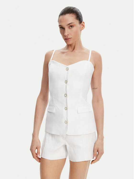 Guess Top W5GH0L WH5L2 Bianco Regular Fit, taglia : XS