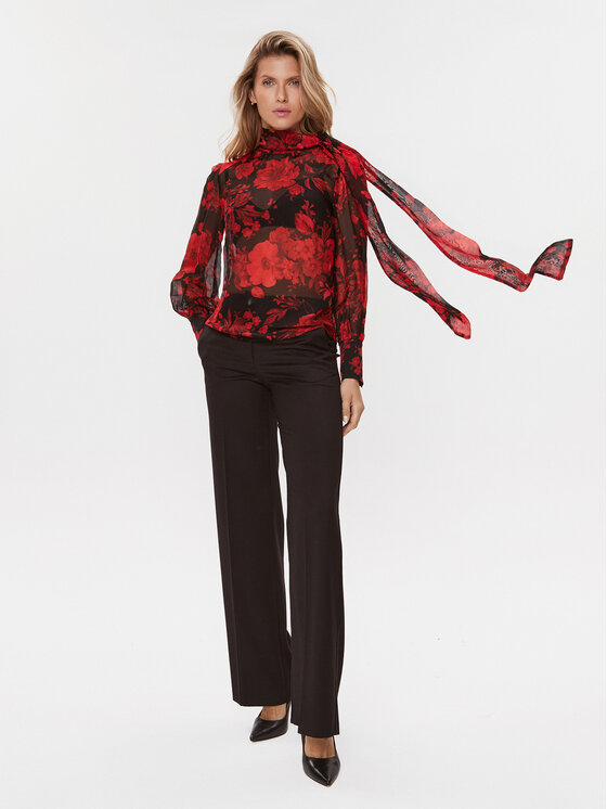 Silvian Heach Silvian Heach Medžiaginės kelnės CVA23092PA Juoda Straight Fit