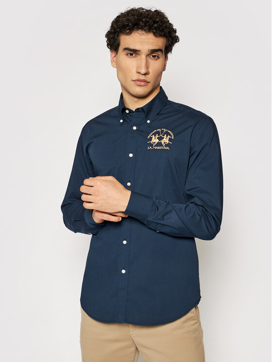 La Martina La Martina Krekls Poplin CCMC01 PP003 Tumši zils Regular Fit
