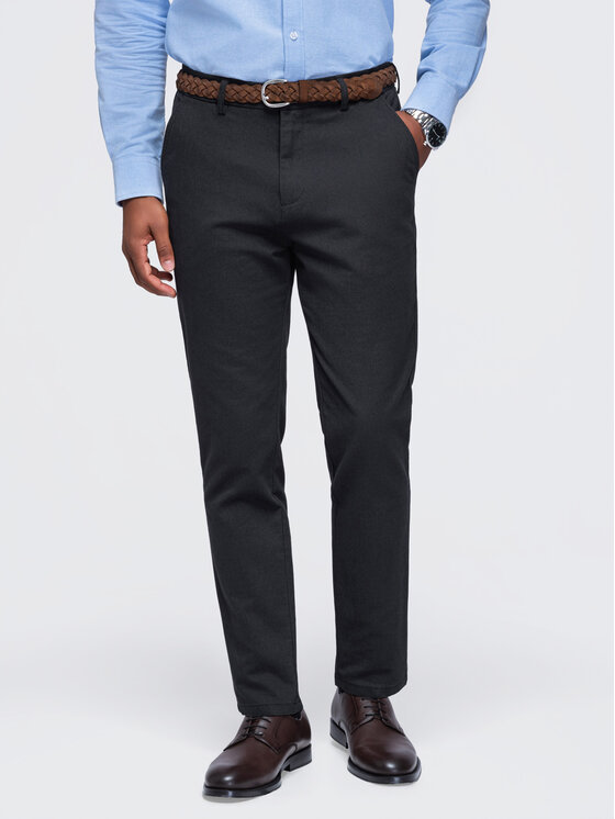 Ombre Ombre Chinosy OM-PACP-0308 Szary ciemny Slim Fit