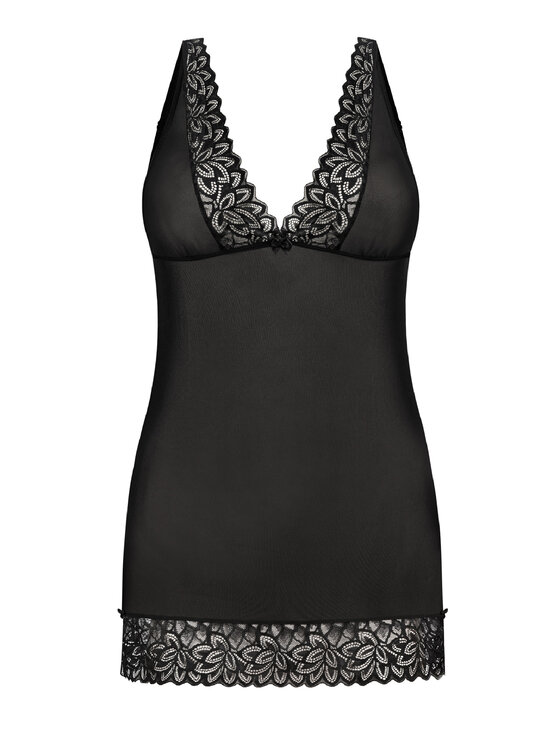 Teyli Teyli Koszula nocna damska siateczkowa Excellent Czarny Slim Fit