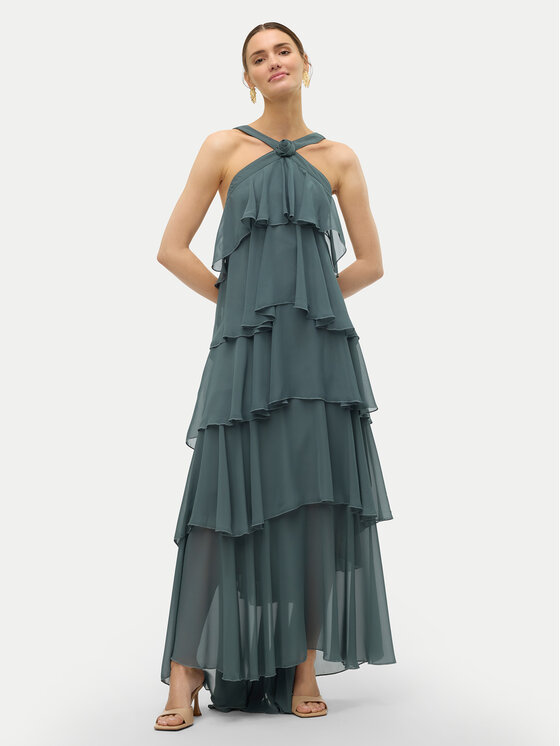 Vero Moda Vero Moda Večernja haljina Felicia 10295237 Zelena Slim Fit