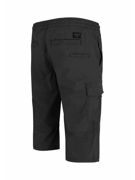 Volcano Volcano Szorty materiałowe P-LUIS Czarny Regular Fit