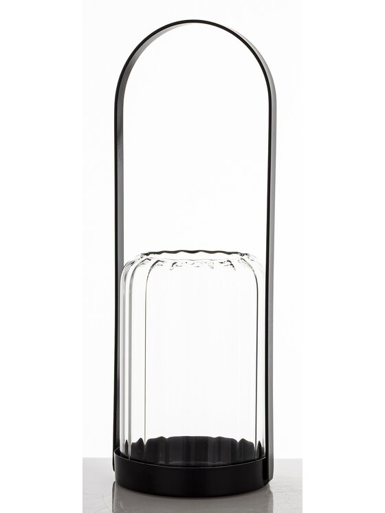 MIAhome MIAhome Lampion szklany z metalem CORA small Czarny