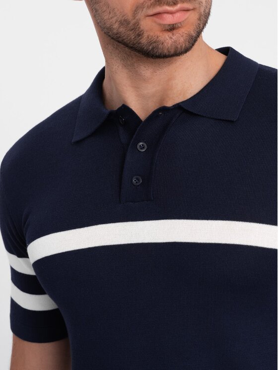 Ombre Ombre Polokošile OM-POSS-0118 Tmavomodrá Regular Fit