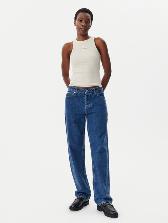 Calvin Klein Jeans Calvin Klein Jeans Top Monologo J20J225301 Béžová Slim Fit