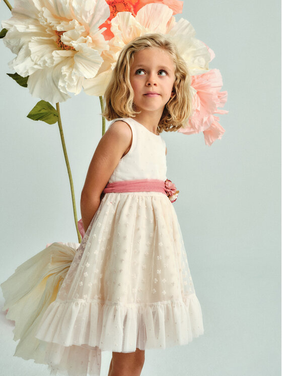Abel & Lula Abel & Lula Sukienka elegancka 5047 Écru Regular Fit
