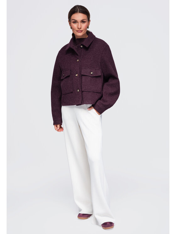 Ombre Ombre Kurtka przejściowa OW-JANP-0140 Bordowy Relaxed Fit