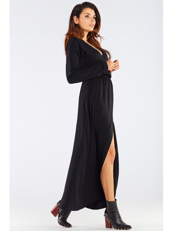 Awama Awama Letné šaty A454 Čierna Basic Fit