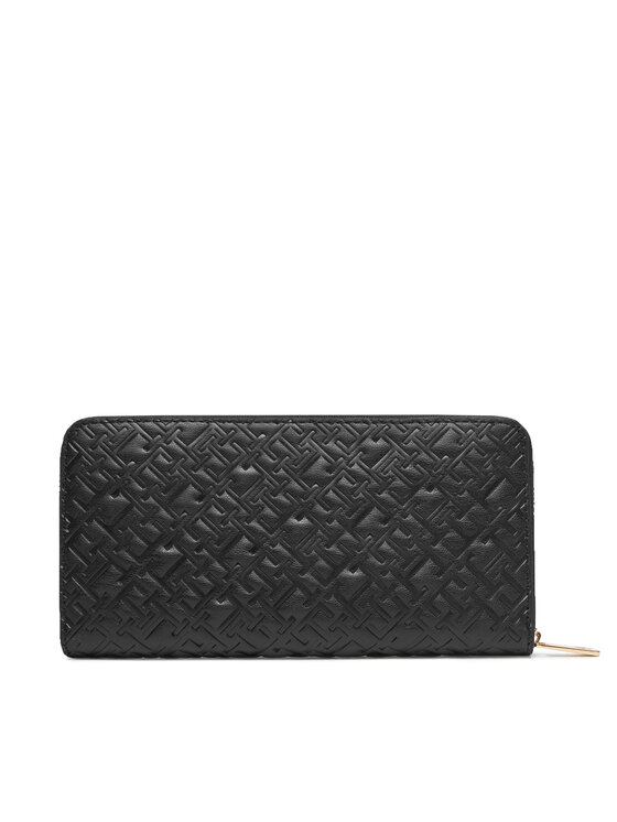 Tommy Hilfiger Tommy Hilfiger Μεγάλο Πορτοφόλι Γυναικείο Th Icon Lrg Za Mono Embo AW0AW17955 Μαύρο